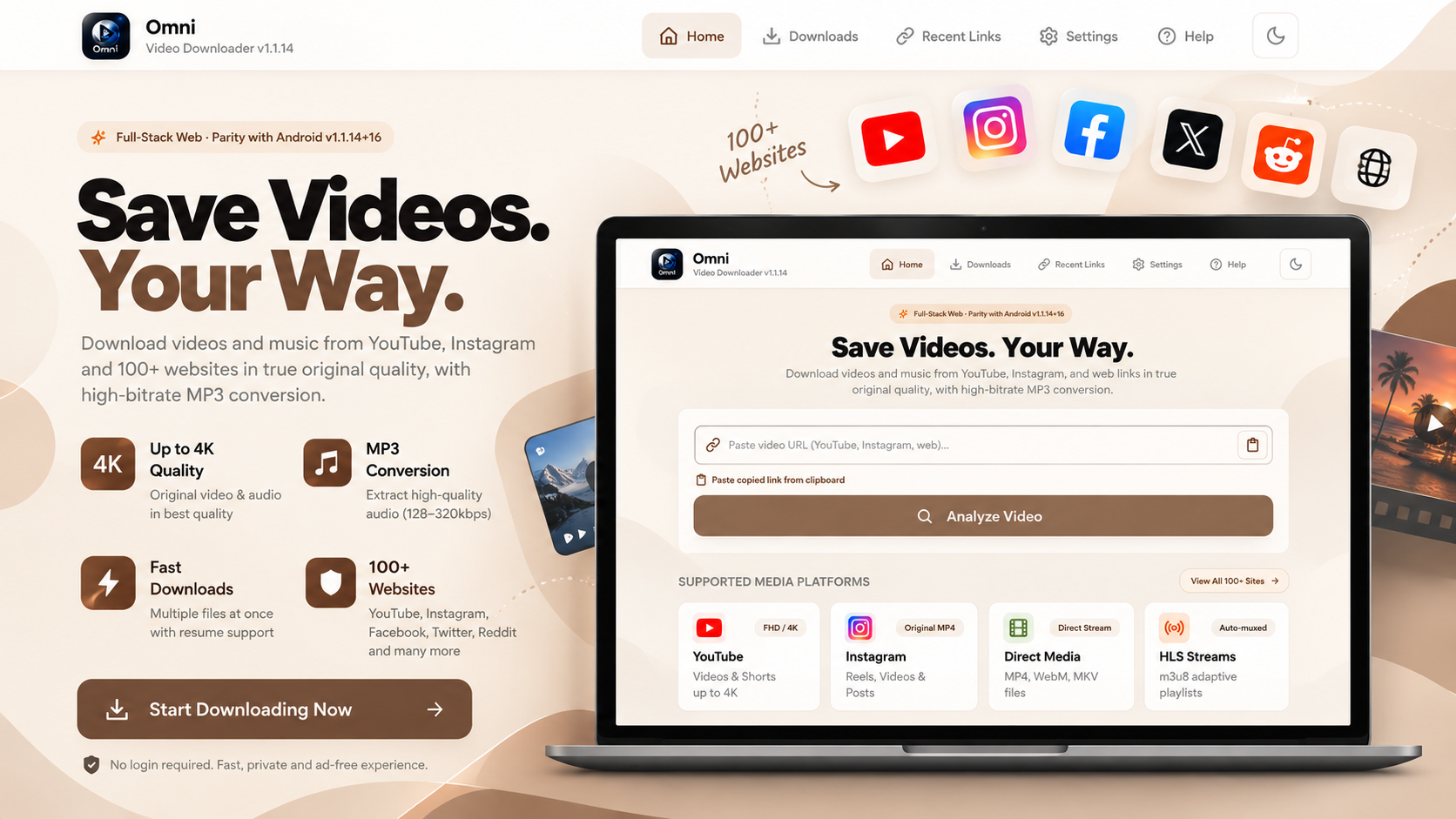 Omni website: homepage