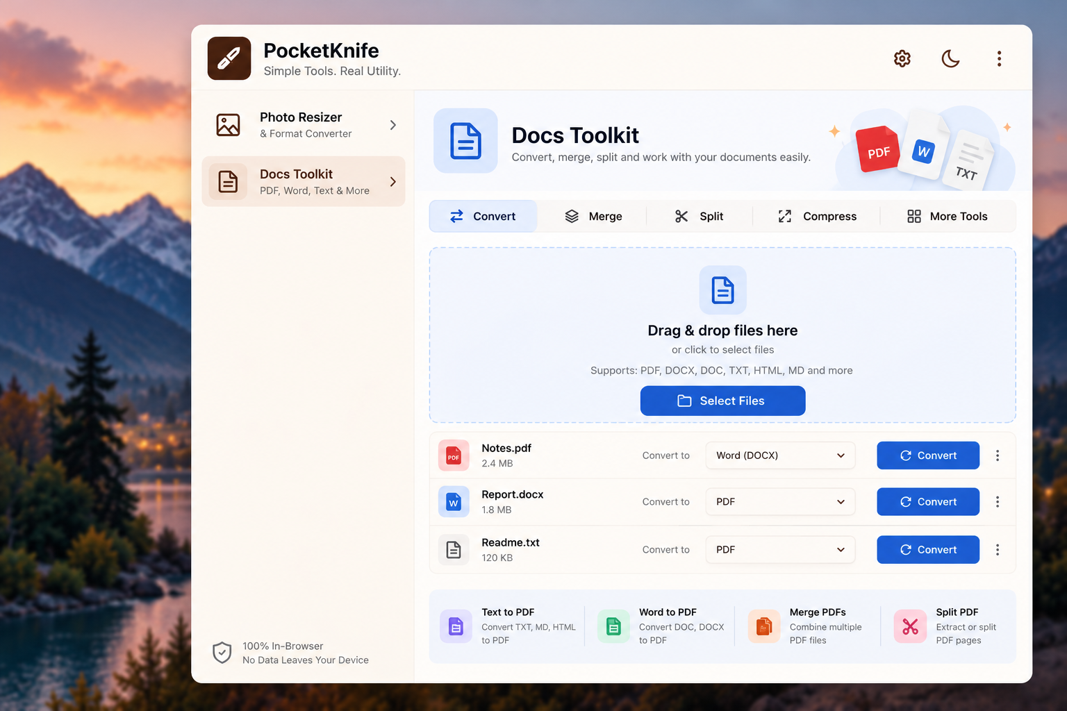 Pocket Knife extension: image convert